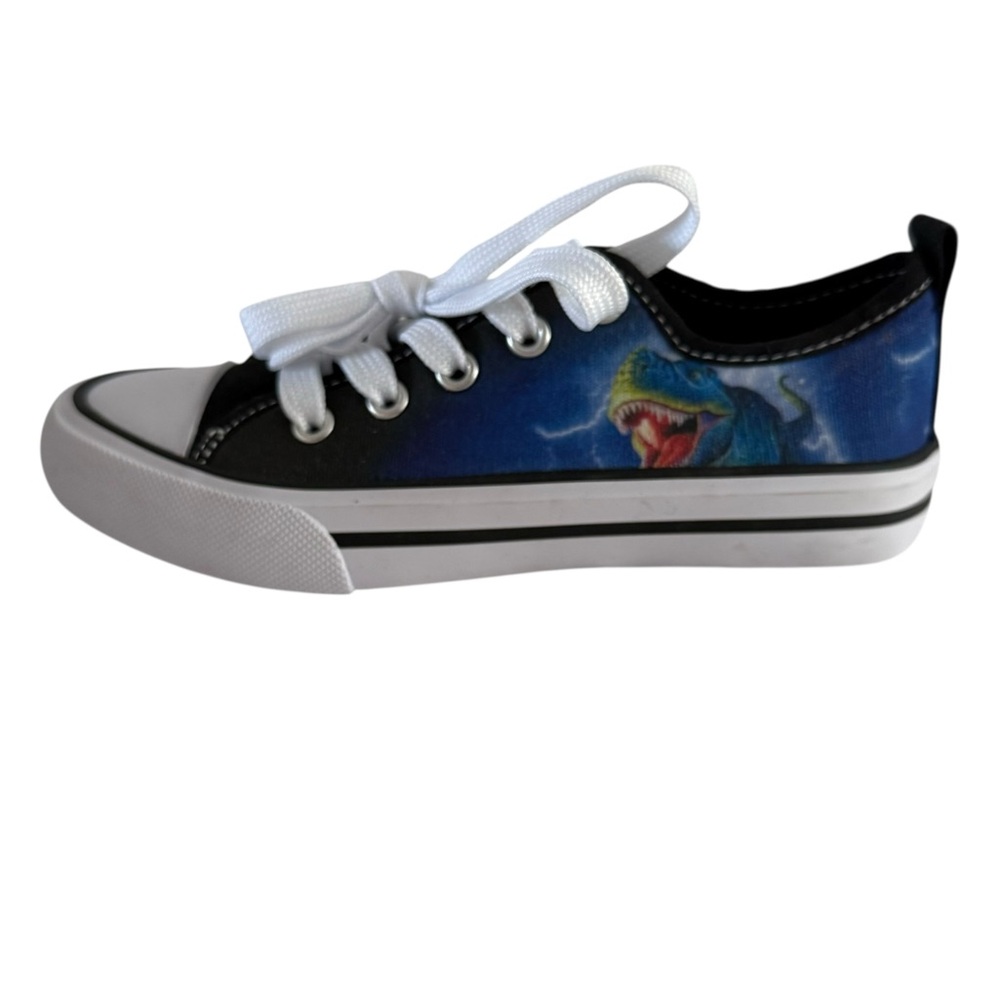 NWOB Natural Steps Kids 12 Blue Black Dinosaur Canvas Low Top Sneakers Shoes